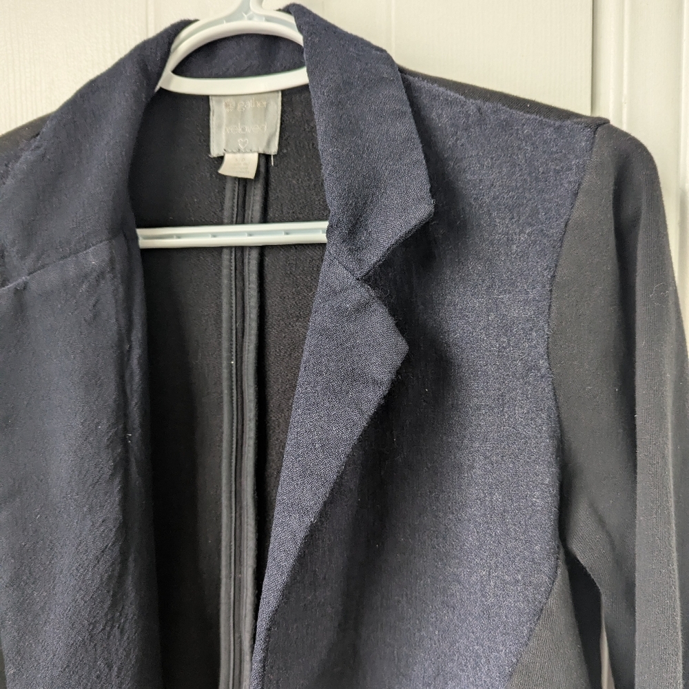 Black And Navy Open Front Blazer - S